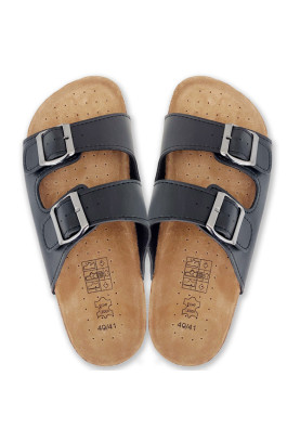 Leather & Cork Cinnamon Sandals Black