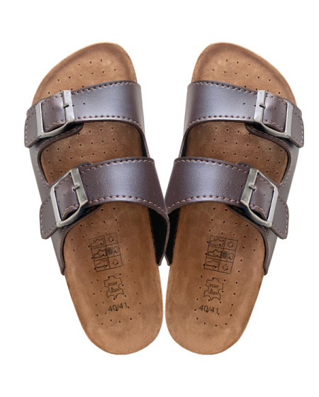 Leder Kork Sandalen Braun