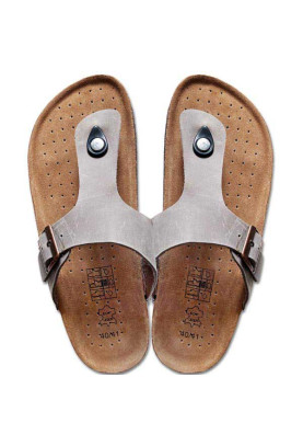 Hellgraue Leder Flip Flops