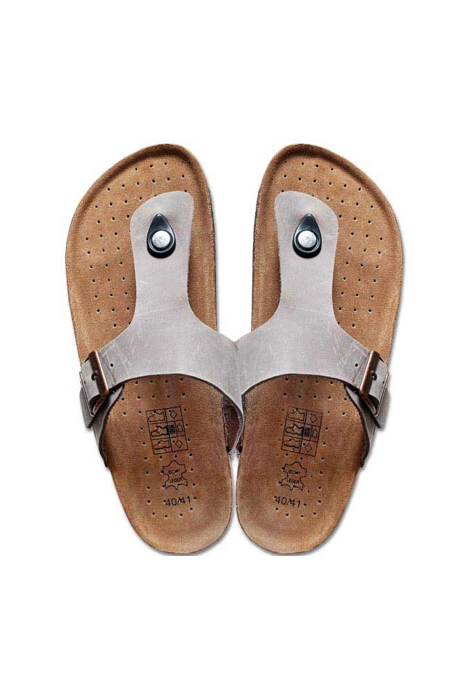 Hellgraue Leder Flip Flops