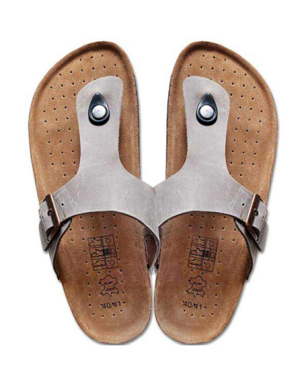 Hellgraue Leder Flip Flops