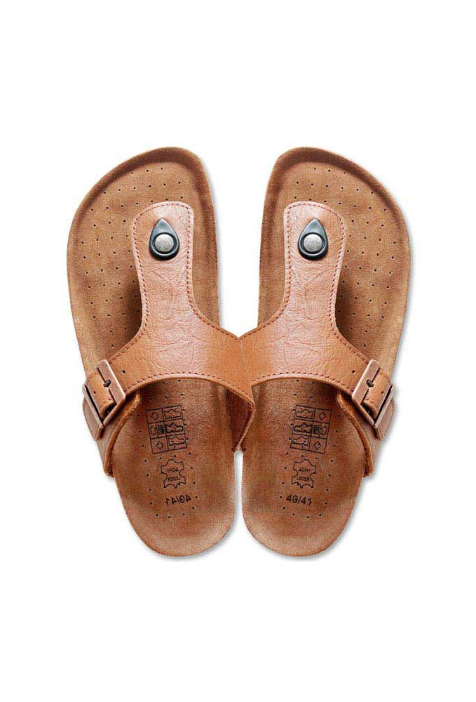 Hellbraune Leder Flip Flops