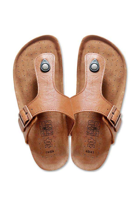 Hellbraune Leder Flip Flops