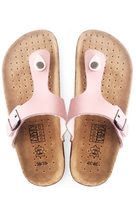 Rosarote Leder Flip-Flops